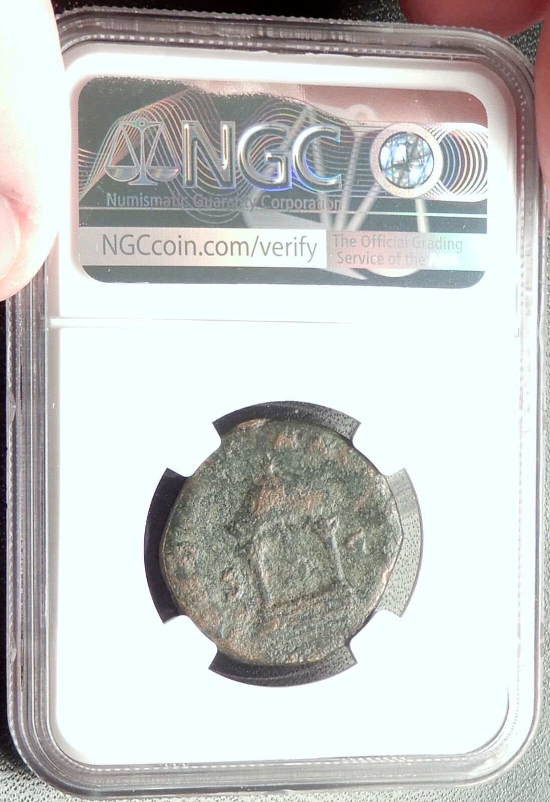 VOLUSIAN Authentic Ancient 251AD Sestertius Roman Coin JUNO TEMPLE NGC i68622