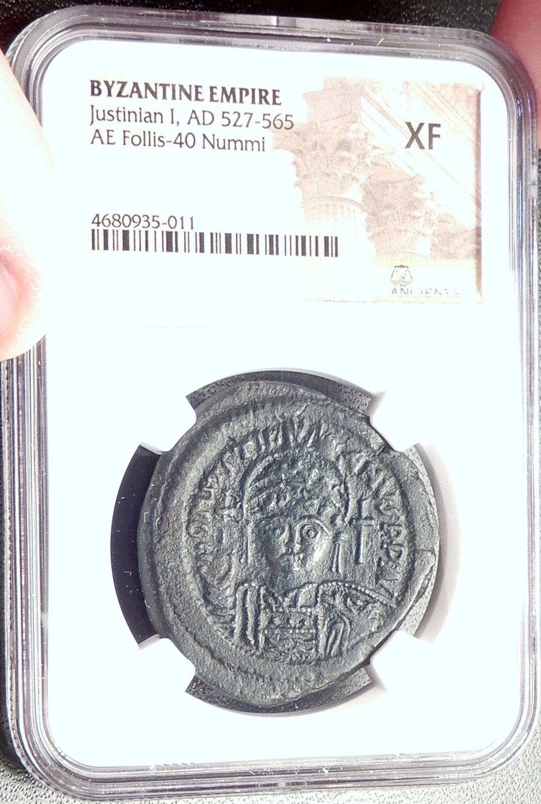 JUSTINIAN I the GREAT 527AD Follis Authentic Ancient Byzantine Coin NGC i68775