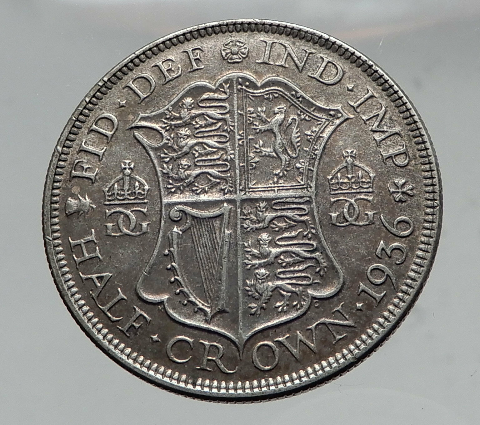 1936 Great Britain United Kingdom UK King GEORGE V Silver Half Crown Coin i63541