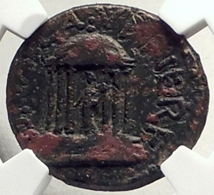 Nero Wife Diva POPPAEA & Daughter CLAUDIA Caesarea Panias Roman Coin NGC i69330