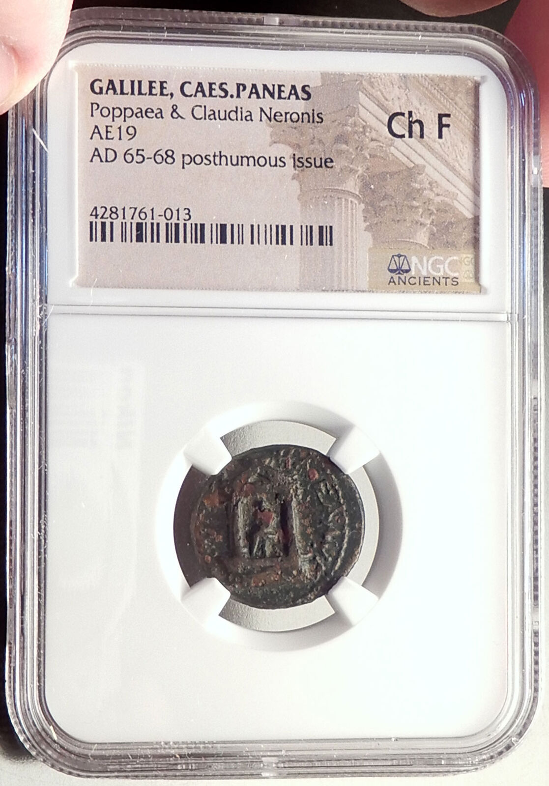 Nero Wife Diva POPPAEA & Daughter CLAUDIA Caesarea Panias Roman Coin NGC i69330