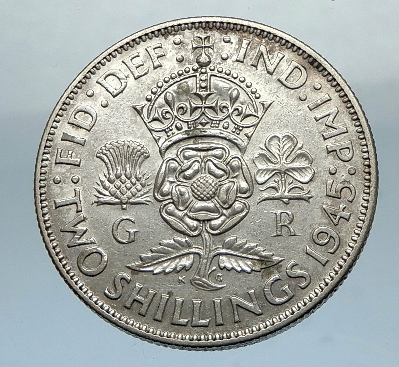 1943 United Kingdom Great Britain GEORGE VI Silver Florin 2Shillings Coin i66840