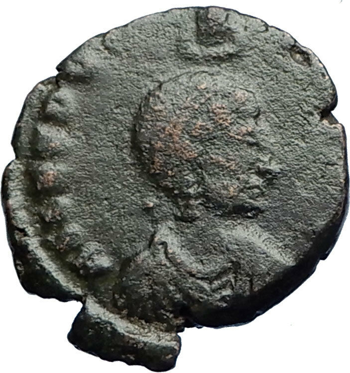 EUDOXIA Arcadius Wife 401AD Authentic Ancient Roman Coin VICTORY CHI-RHO i69993