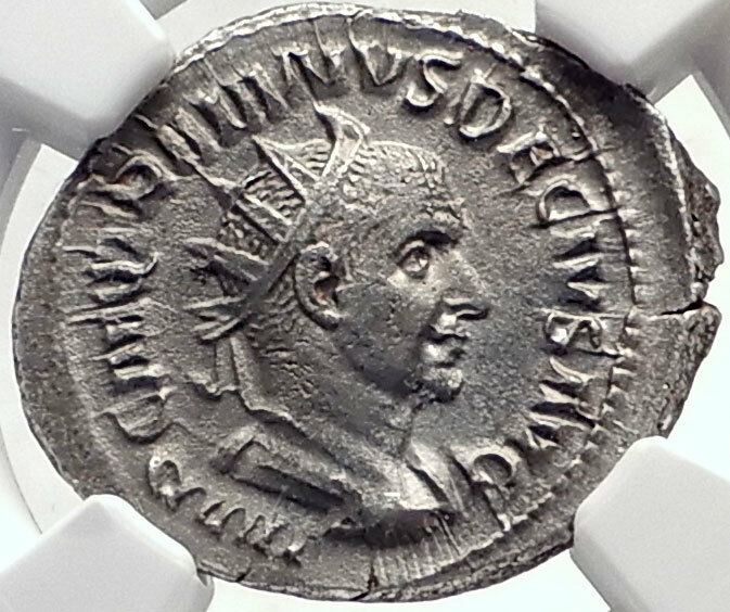 TRAJAN DECIUS Authentic Ancient Silver Roman 250AD Rome Coin PANNONIA NGC i70151