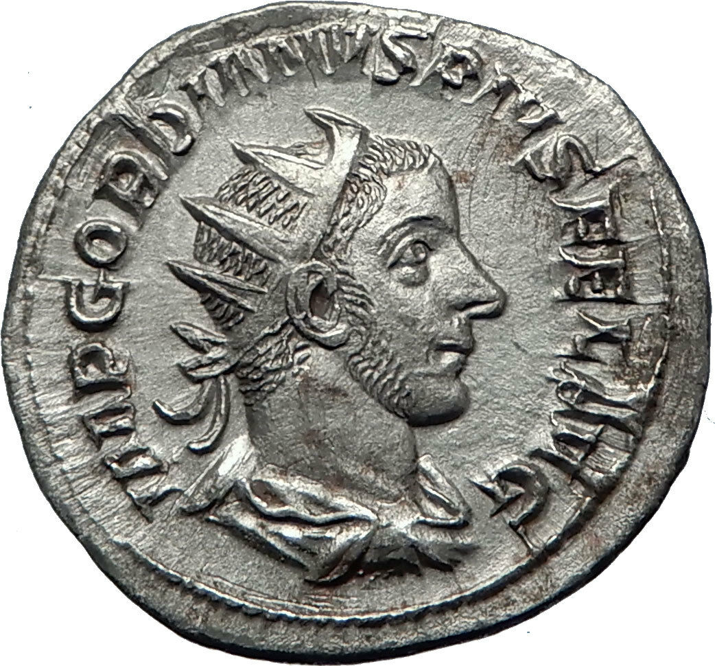 GORDIAN III 244AD Genuine Original Ancient Silver Roman Coin Providentia i70132