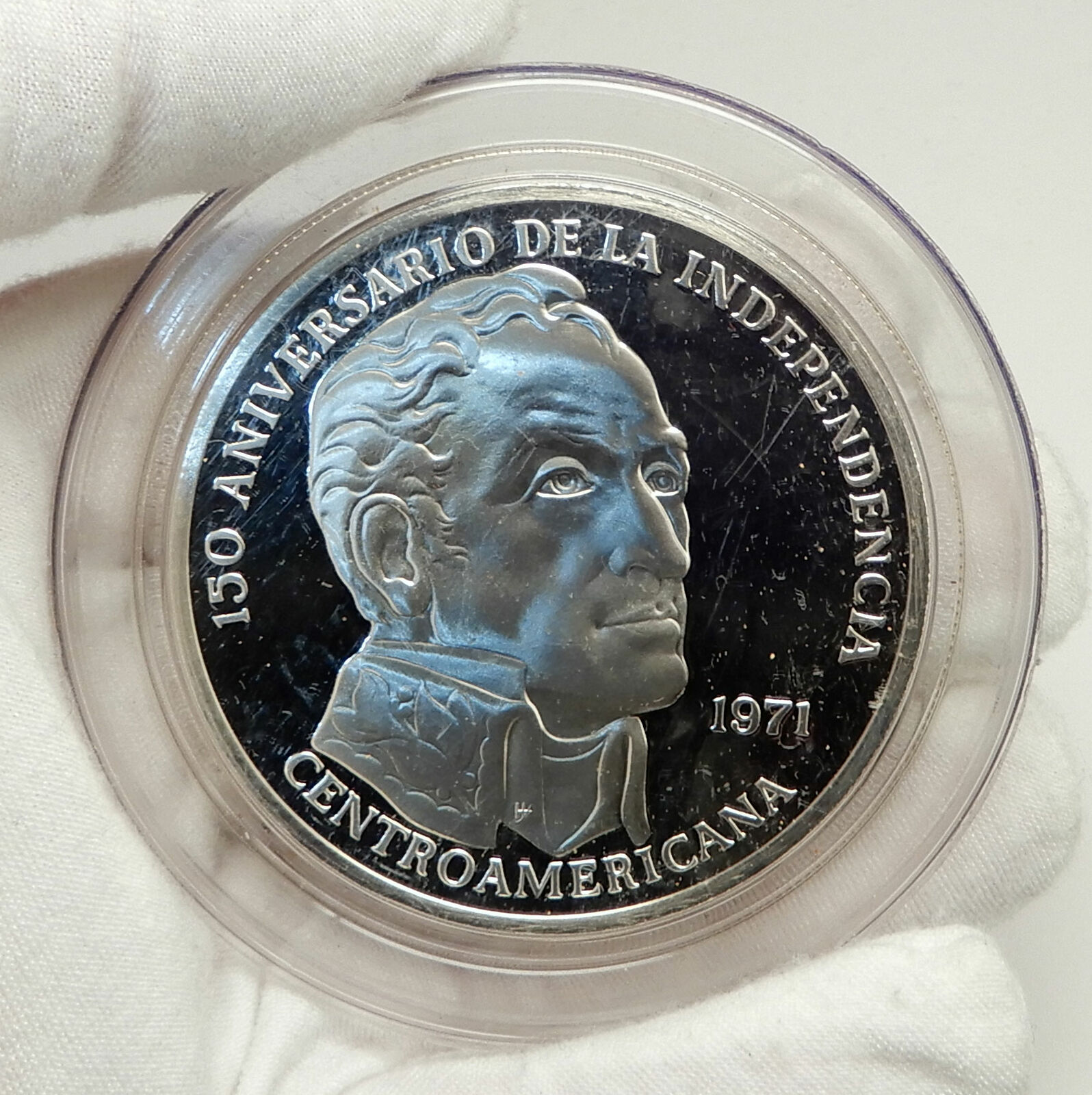 1971 PANAMA Huge 6.2cm Proof Silver 3.8oz 20 Balboas Coin w SIMON BOLIVAR i76338