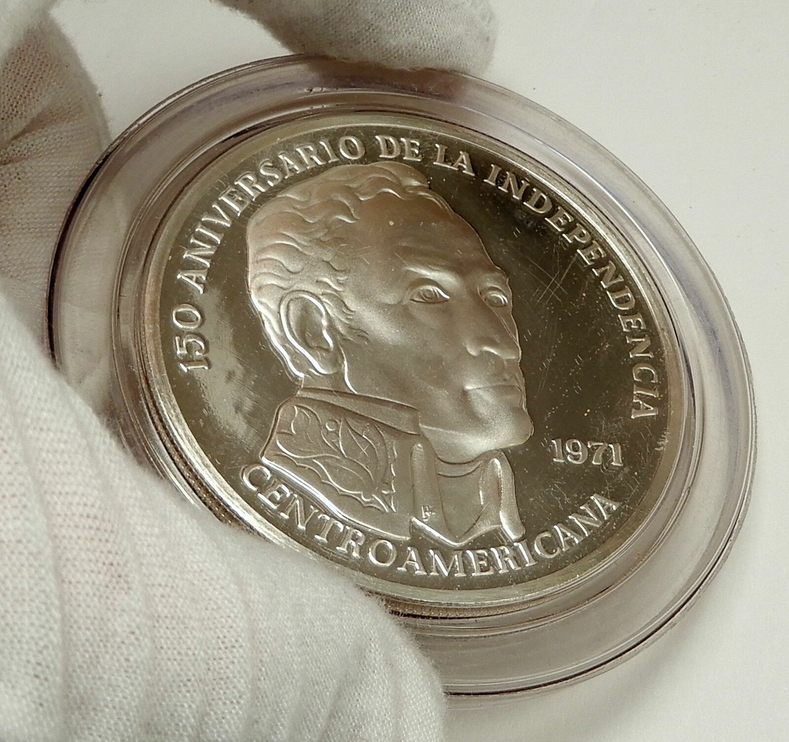 1971 PANAMA Huge 6.2cm Proof Silver 3.8oz 20 Balboas Coin w SIMON BOLIVAR i76338