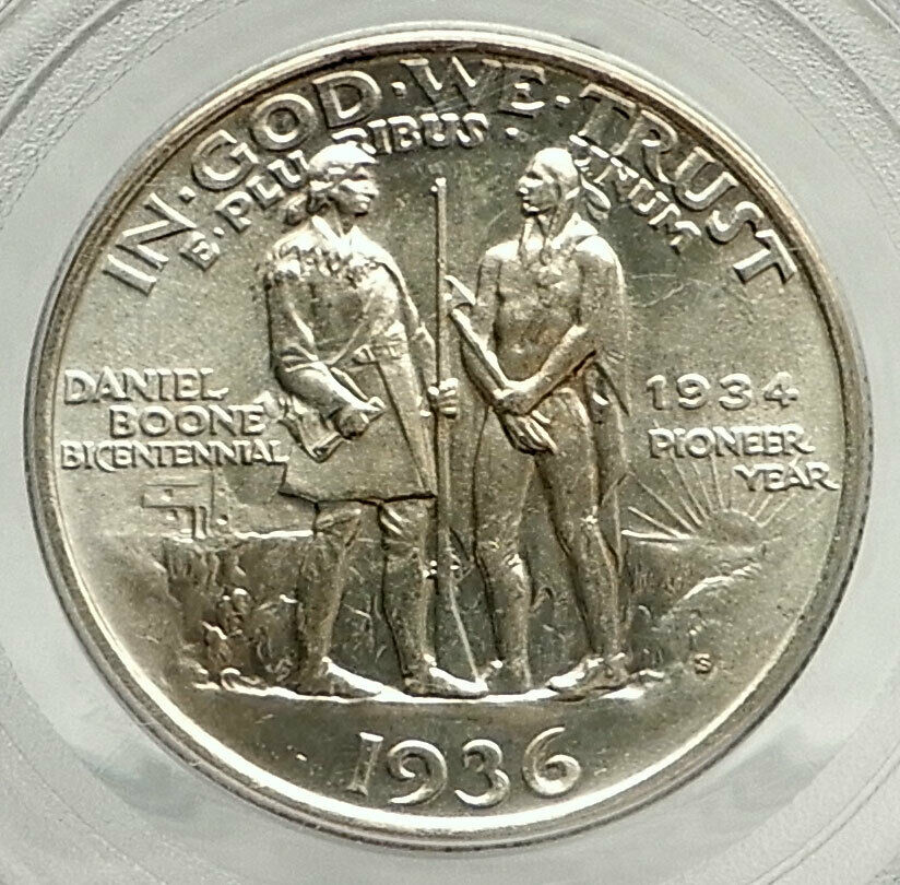 1936 DANIEL BOONE 200th Commemorative US Silver Half Dollar Coin PCGS MS i76470