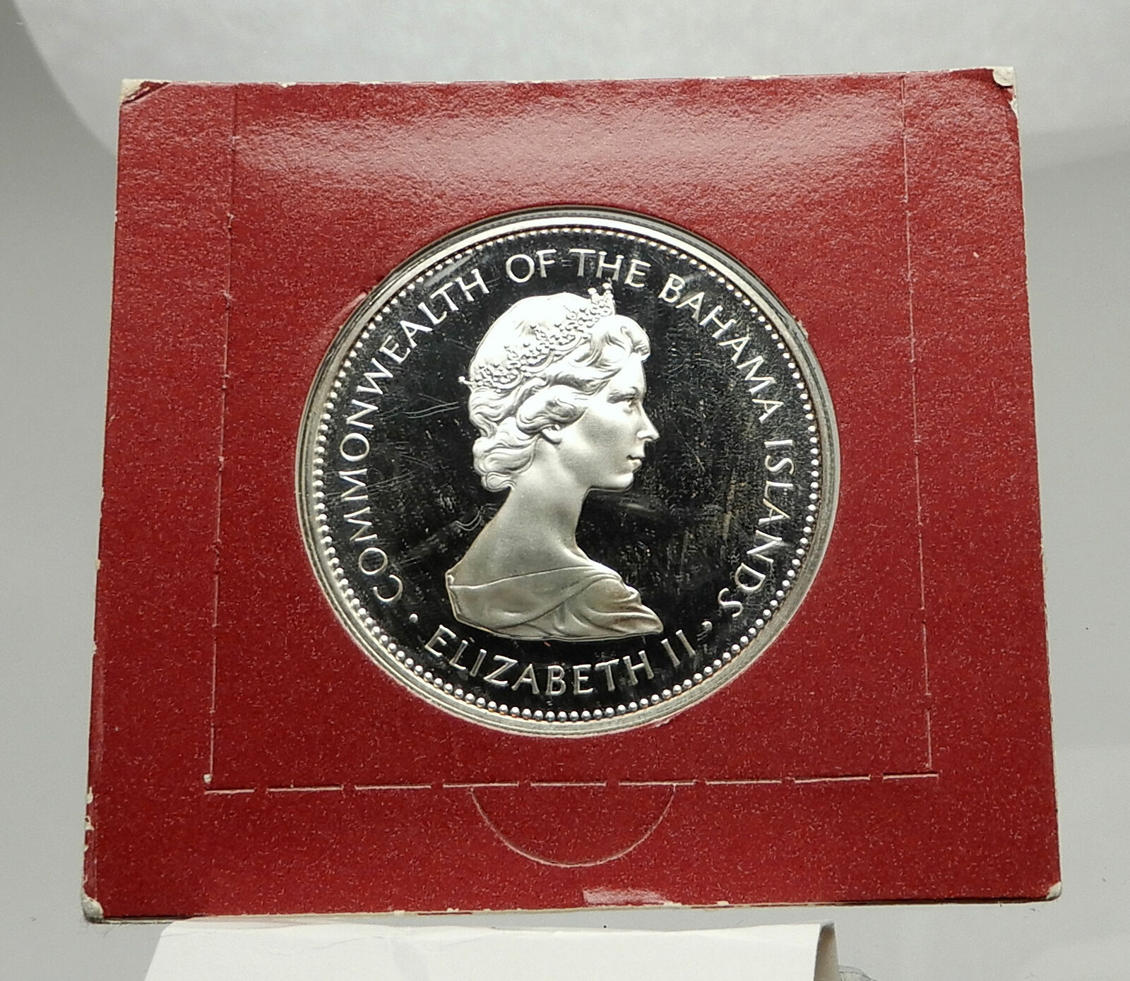 1973 The BAHAMAS Queen Elizabeth II FLAMINGO Genuine Proof Silver $2 Coin i76360