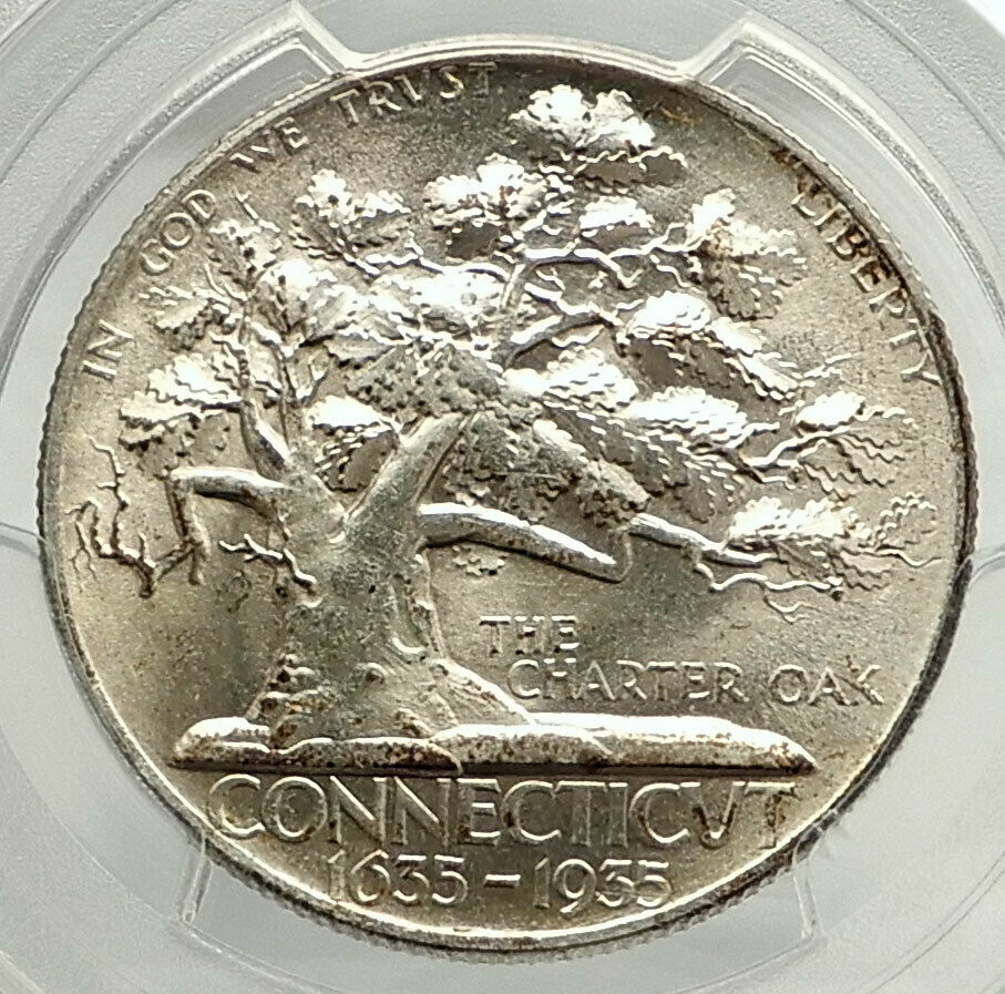 1935 CONNECTICUT CHARTER OAK Commemorative Silver Half Dollar Coin PCGS i76434