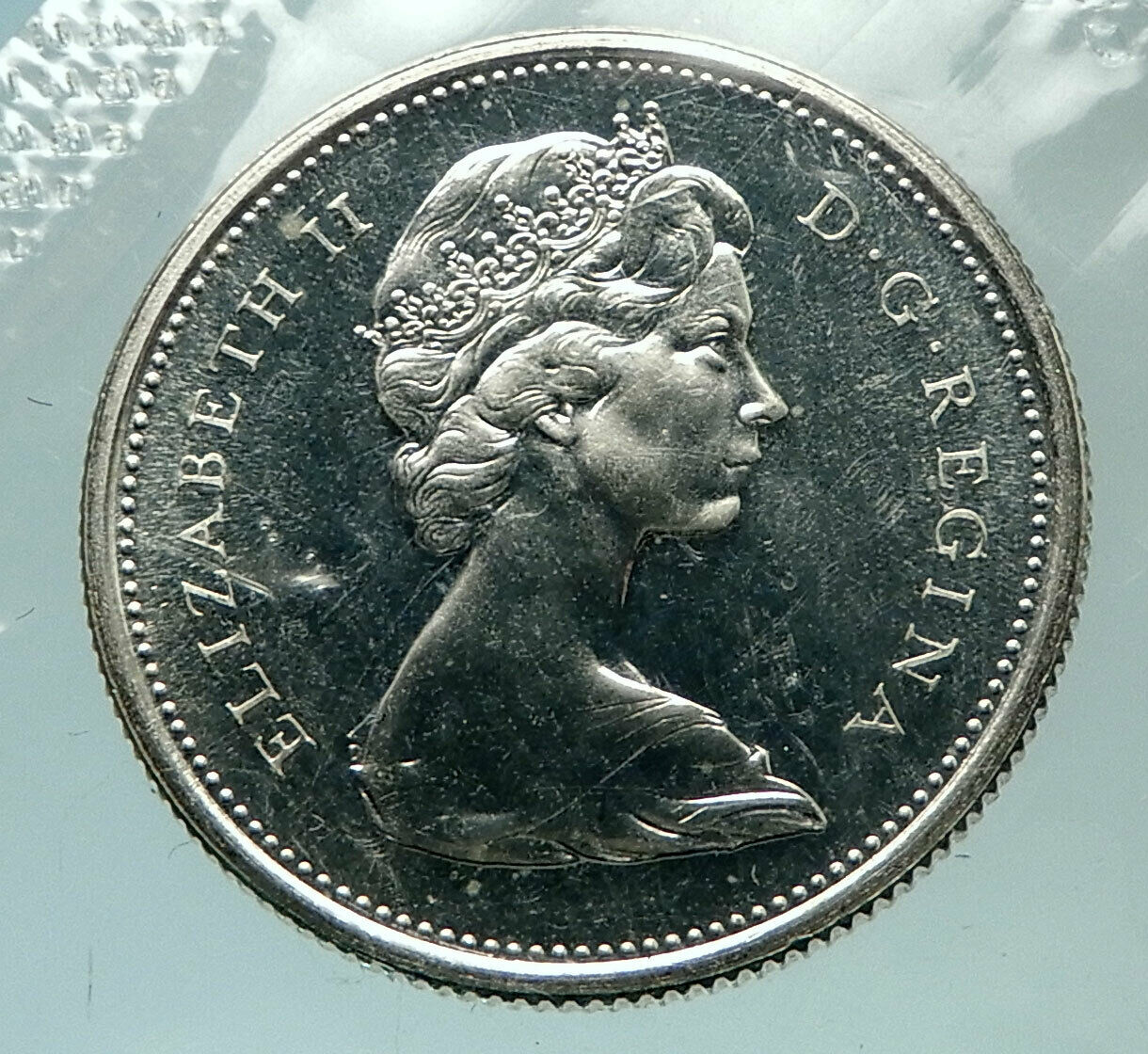 1965 CANADA United Kingdom Queen Elizabeth II CARIBOU Silver 25 Cent Coin i76495