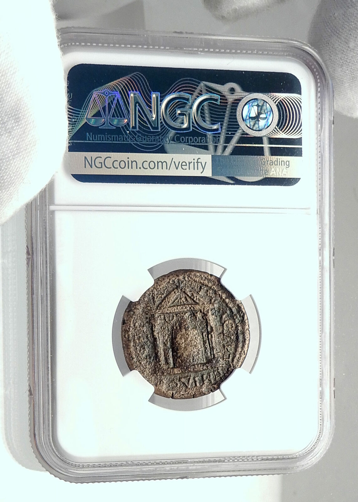 MAXIMINUS I Thrax Perge Pamphylia Ancient Roman Coin CULT IDOL TEMPLE NGC i77477