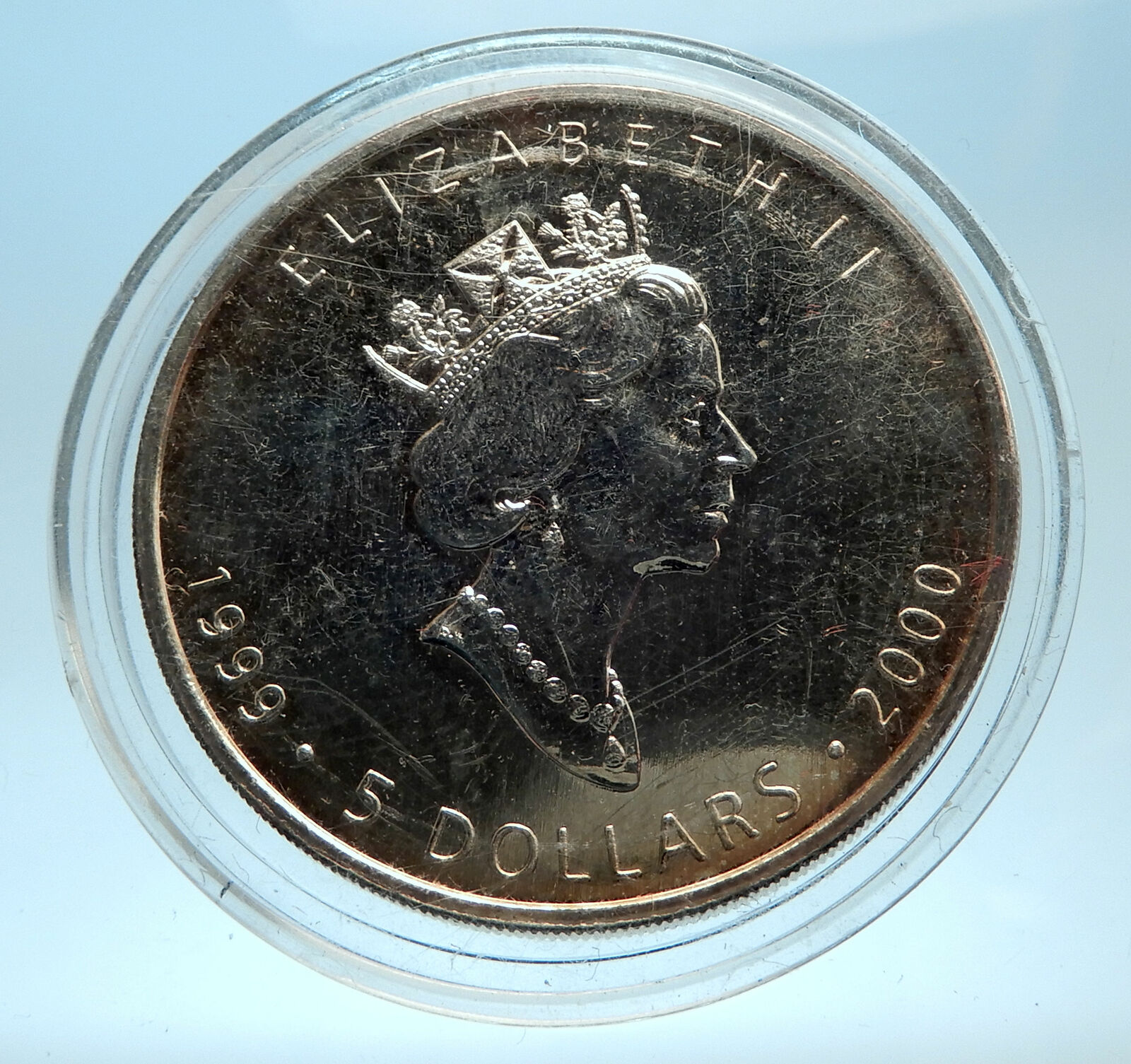 1999 CANADA UK Queen Elizabeth II MAPLE LEAF 1 OZ Genuine Silver $5 Coin i77539