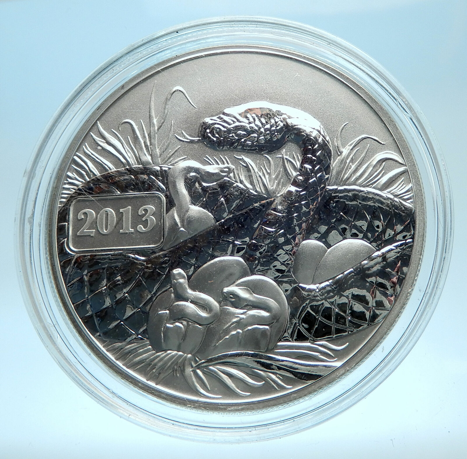 2013 TOKELAU ISLANDS Genuine Proof Silver $5 Coin w SERPENT SNAMKE MOTHER i77565