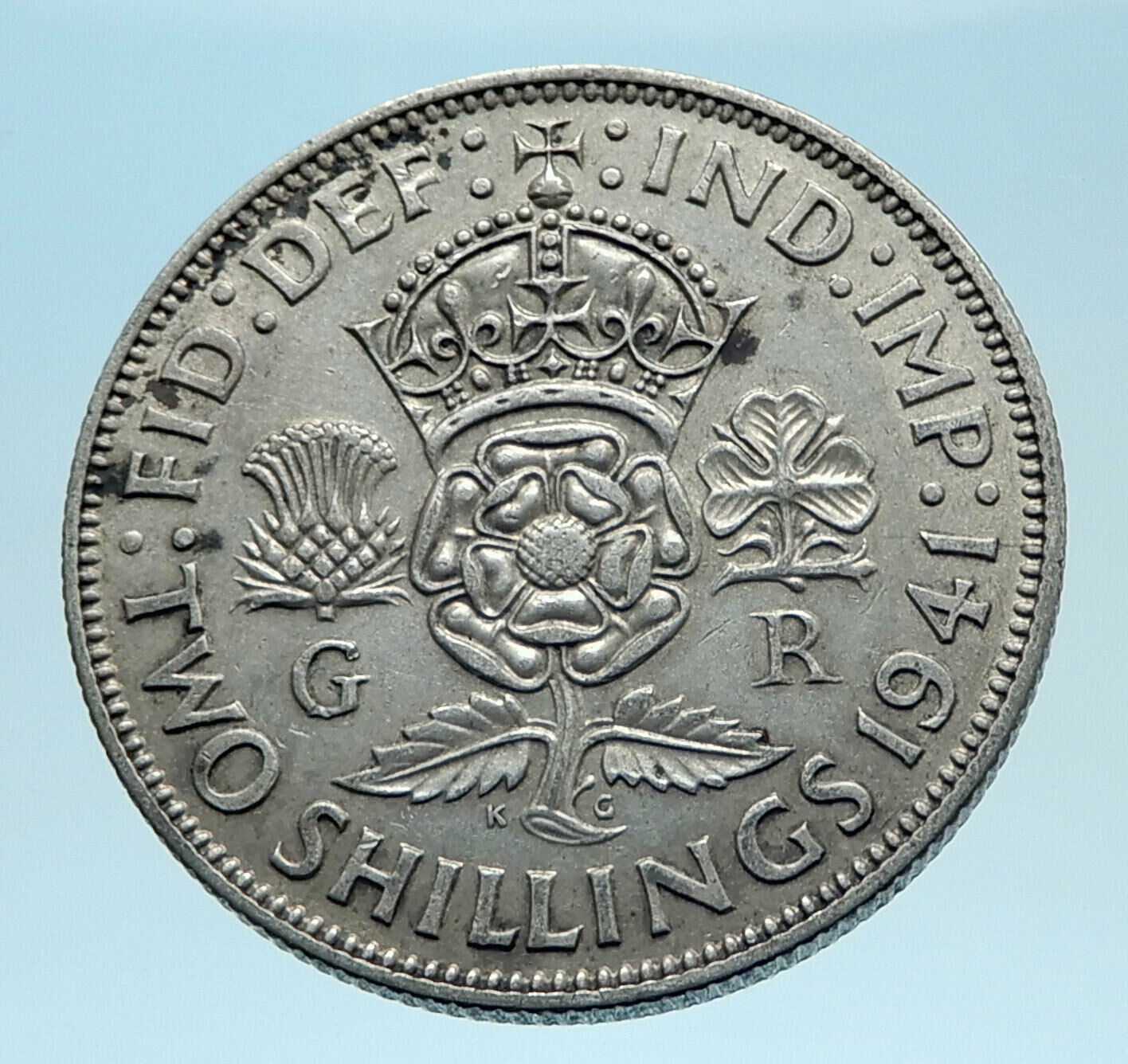 1941 United Kingdom Great Britain GEORGE VI Silver Florin 2Shillings Coin i77811