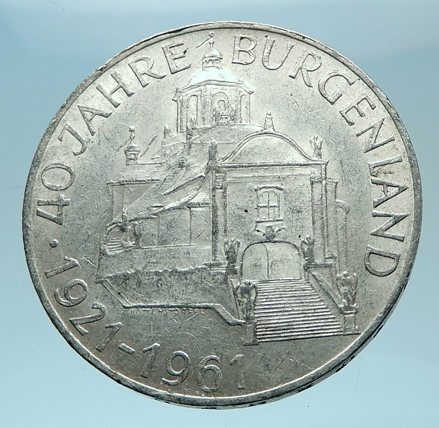 1961 AUSTRIA with Burgenland Anniversary Genuine Silver 25 Schilling Coin i78032