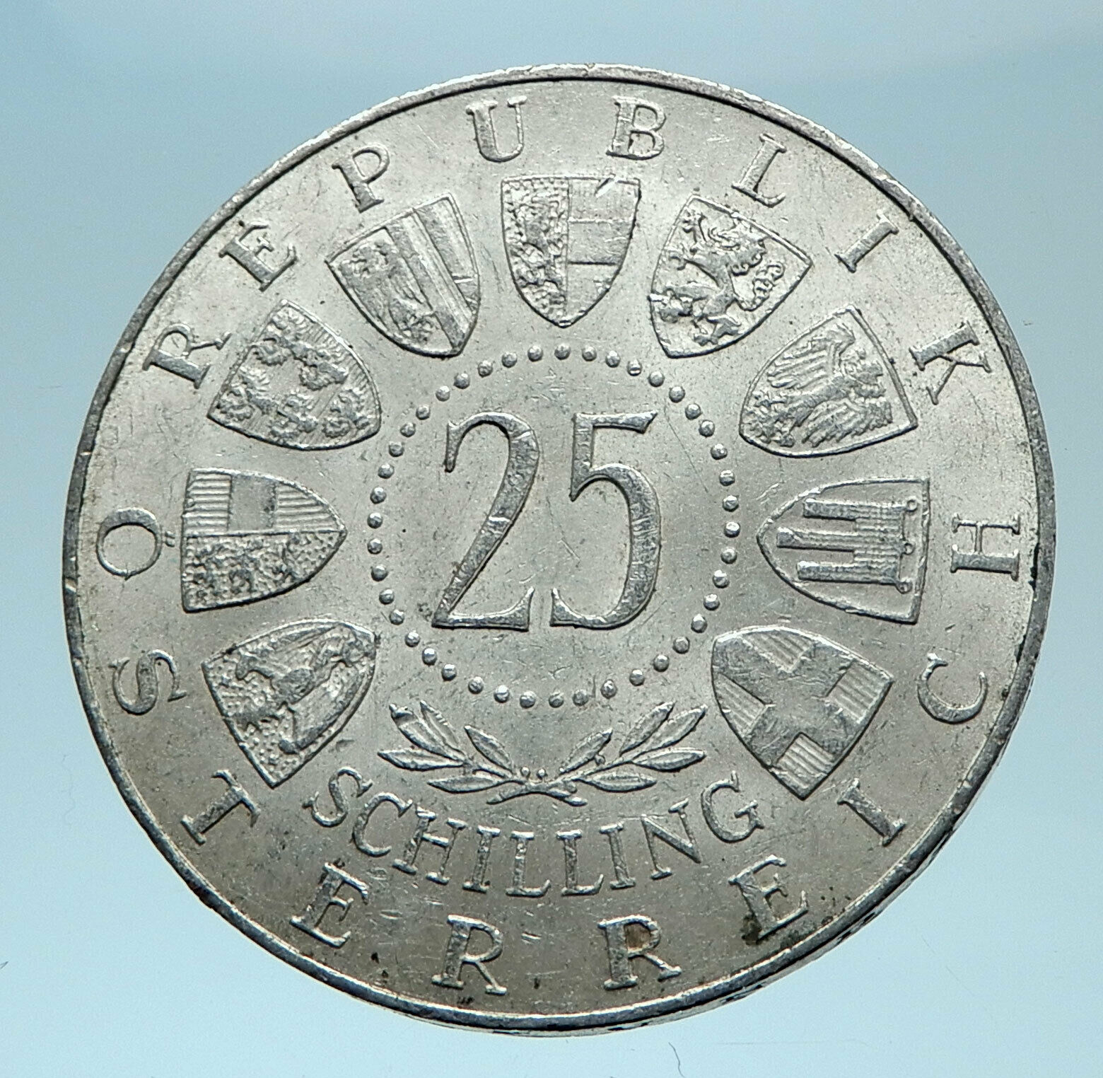 1961 AUSTRIA with Burgenland Anniversary Genuine Silver 25 Schilling Coin i78032