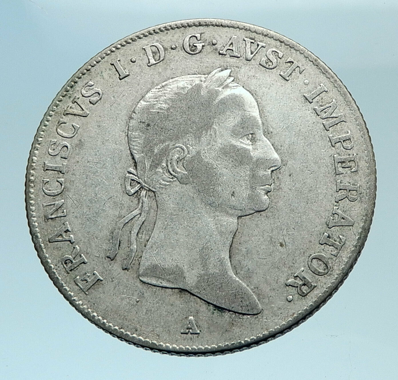 1832 A AUSTRIA Emperor Franz II Hapsburg Genuine Silver 20 Kreuzer Coin i78297