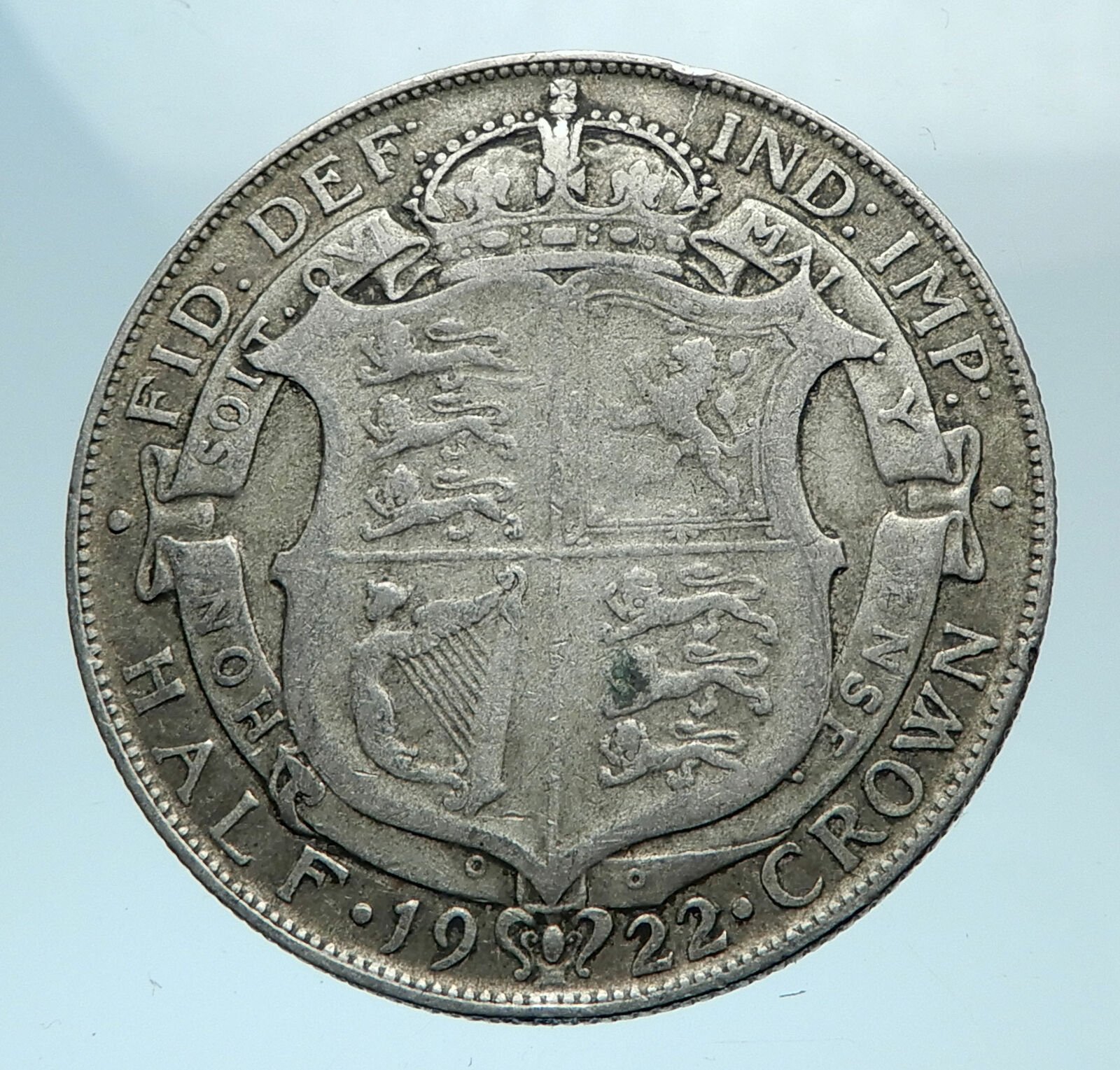 1922 Great Britain United Kingdom UK King GEORGE V Silver Half Crown Coin i78182