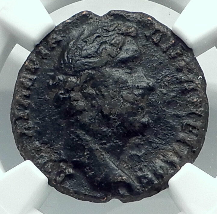 ANTONINUS PIUS Authentic Ancient NICOPOLIS Roman Coin APOLLO w LIZARD NGC i78433