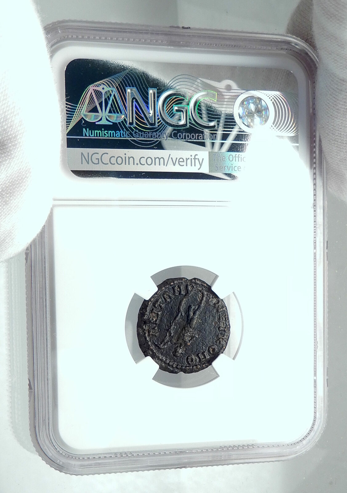 ANTONINUS PIUS Authentic Ancient NICOPOLIS Roman Coin APOLLO w LIZARD NGC i78433