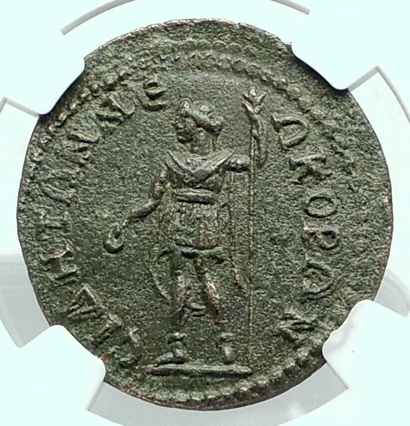 GALLIENUS 253AD Side Pamphylia Authentic Ancient Roman Coin w APOLLO NGC i78445