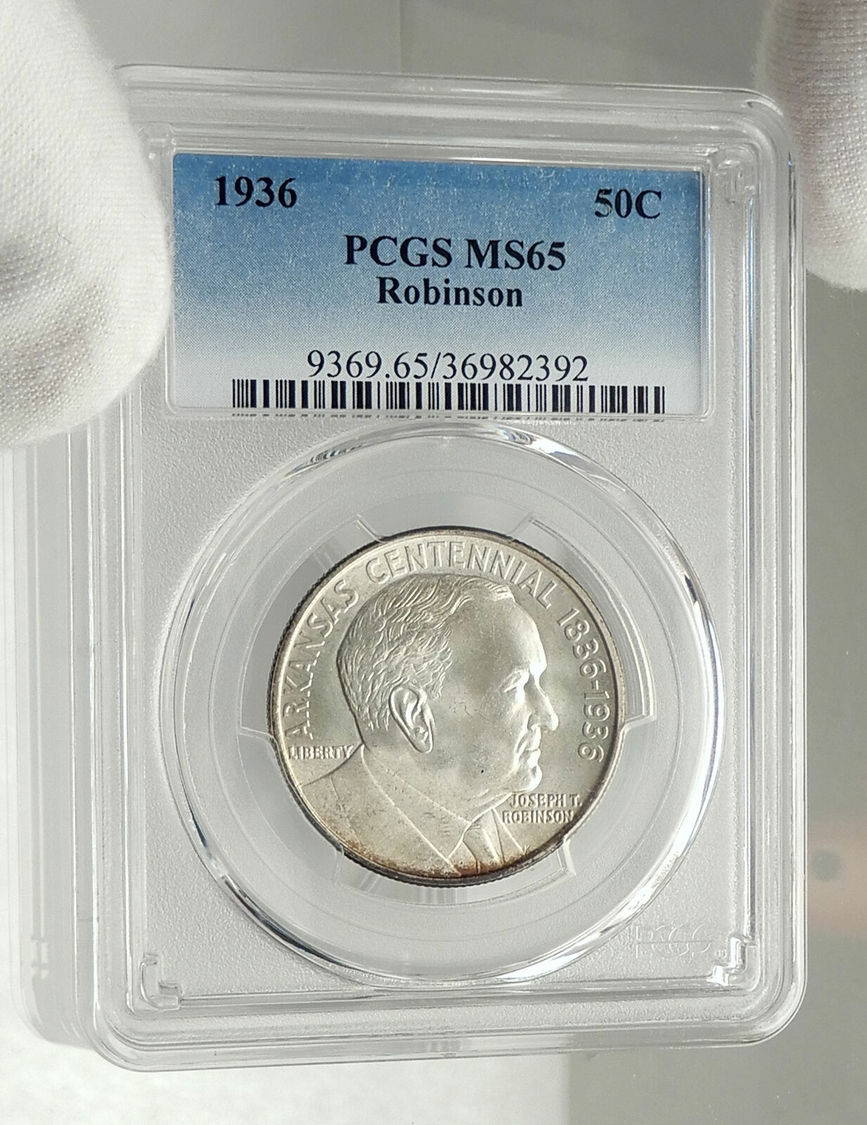 1936 ARKANSAS Robinson Commemorative Silver Half Dollar Coin PCGS MS 65 i76453