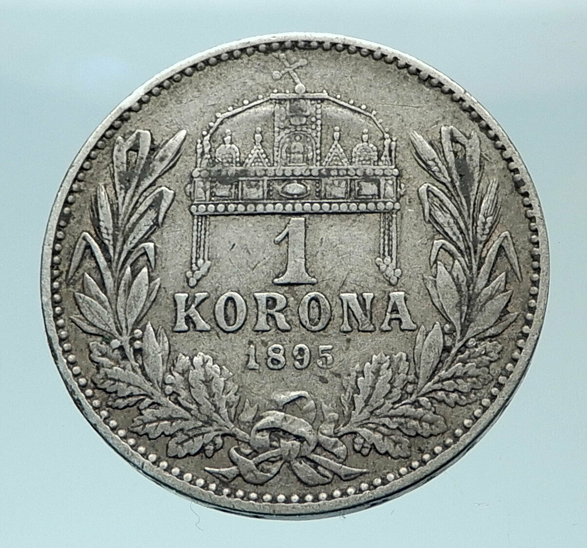 1895 HUNGARY w King Franz Joseph I Hungarian Antique Silver Korona Coin i78956