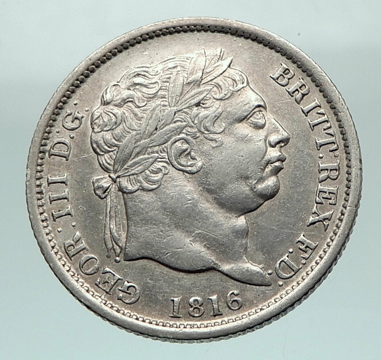 1816 GREAT BRITAIN United Kingdom UK King GEORGE III SILVER Shilling Coin i80364