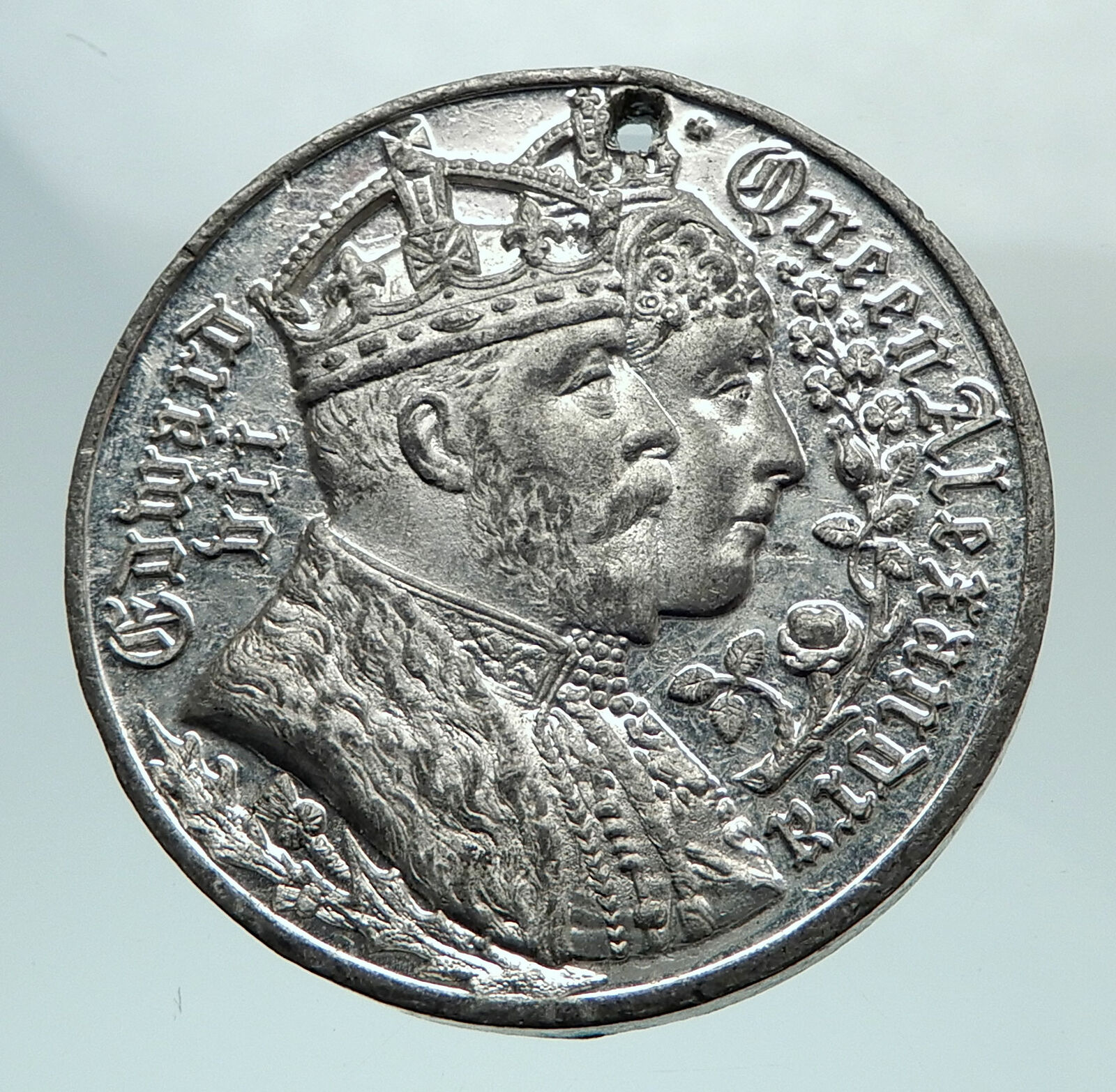 1902 GREAT BRITAIN UK King EDWARD VII Antique Genuine Coronation Medal i80295