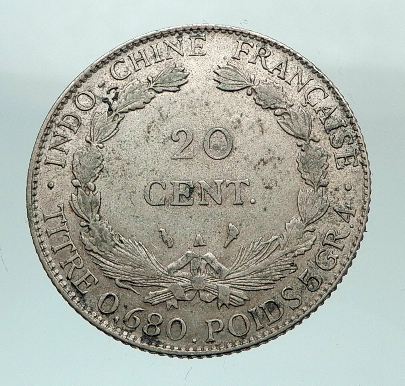 1930 A FRENCH INDO-CHINA Genuine Silver 20 Cent Coin France Republic i80244