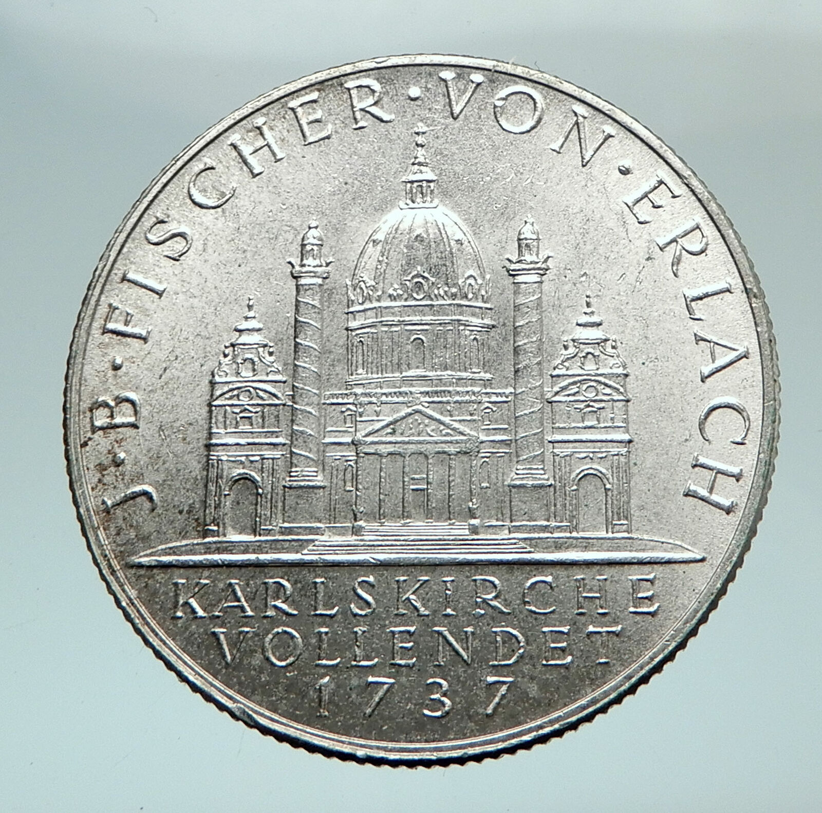 1937 AUSTRIA Karlskirche Church Genuine Silver 2 Shillings Austrian Coin i80252