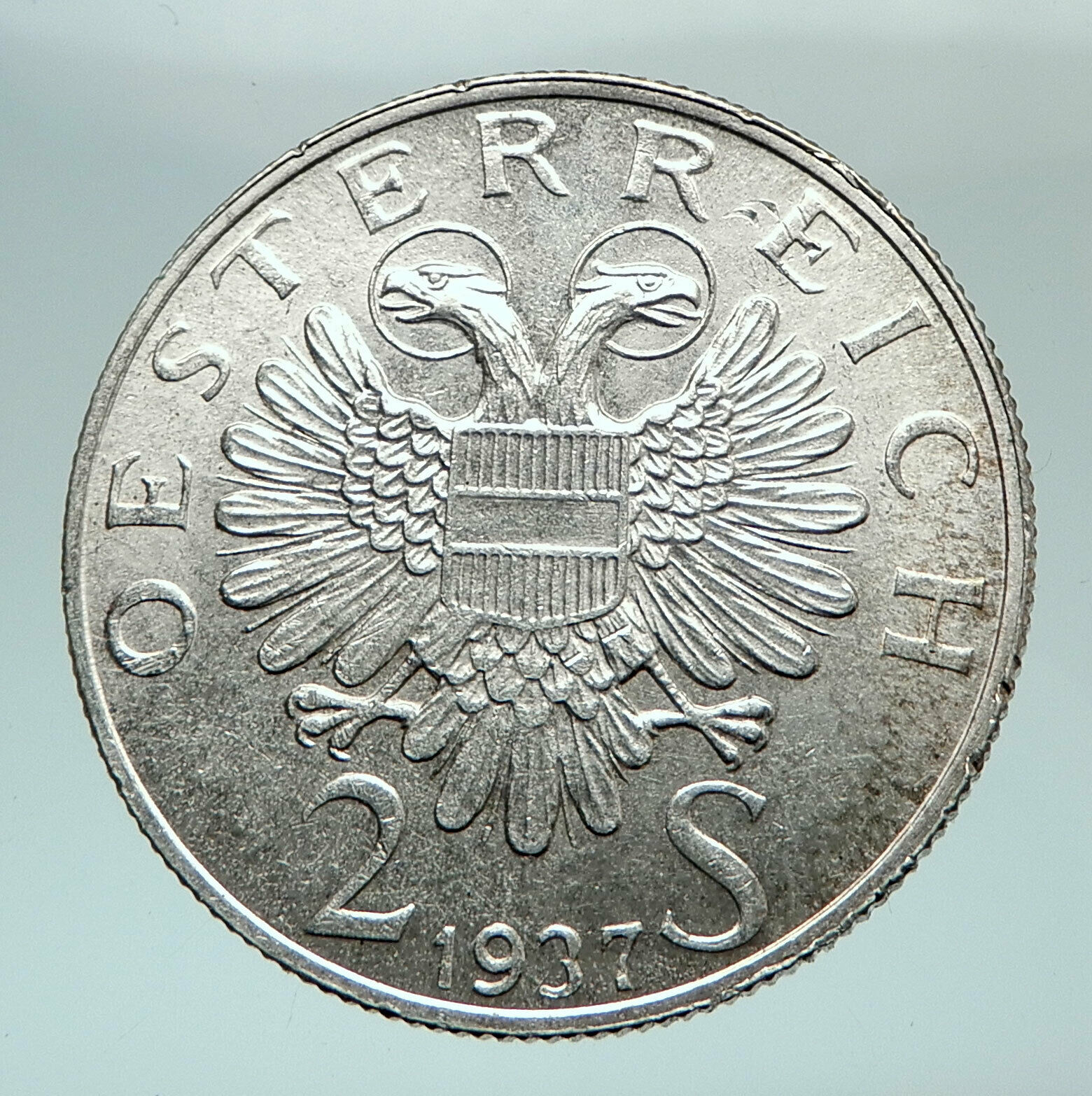 1937 AUSTRIA Karlskirche Church Genuine Silver 2 Shillings Austrian Coin i80252