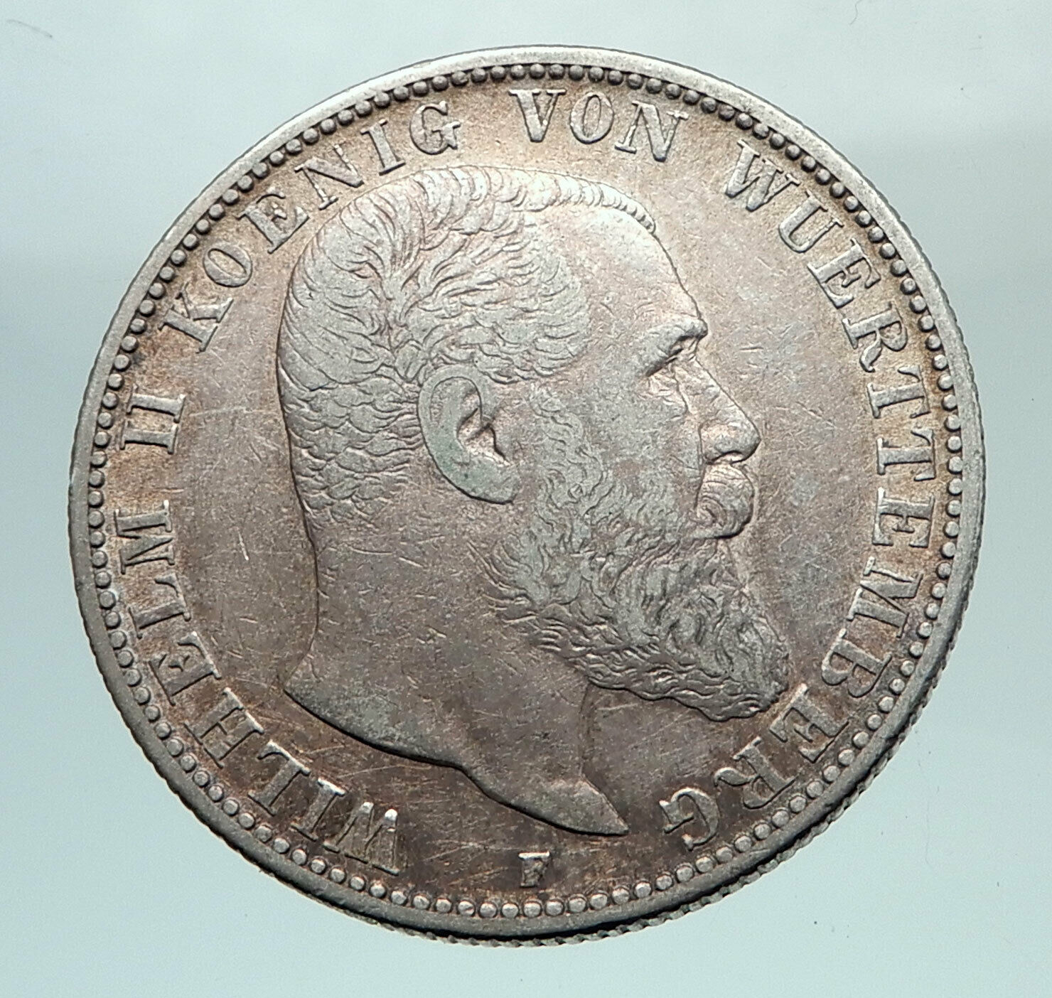 1902 Germany GERMAN STATES Wurttemberg WILHELM II Genuine Silver 2 M Coin i80090