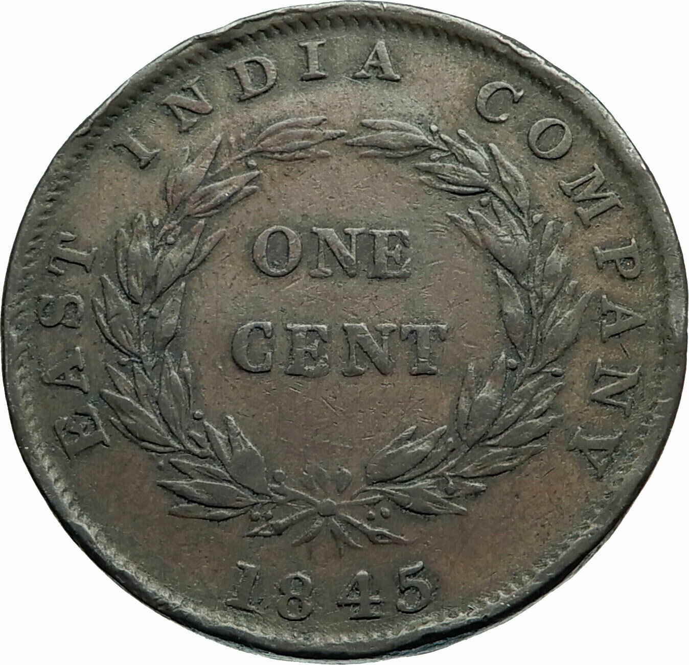 1845 STRAITS SETTLEMENTS with UK Queen Victoria Genuine Antique CENT Coin i79466