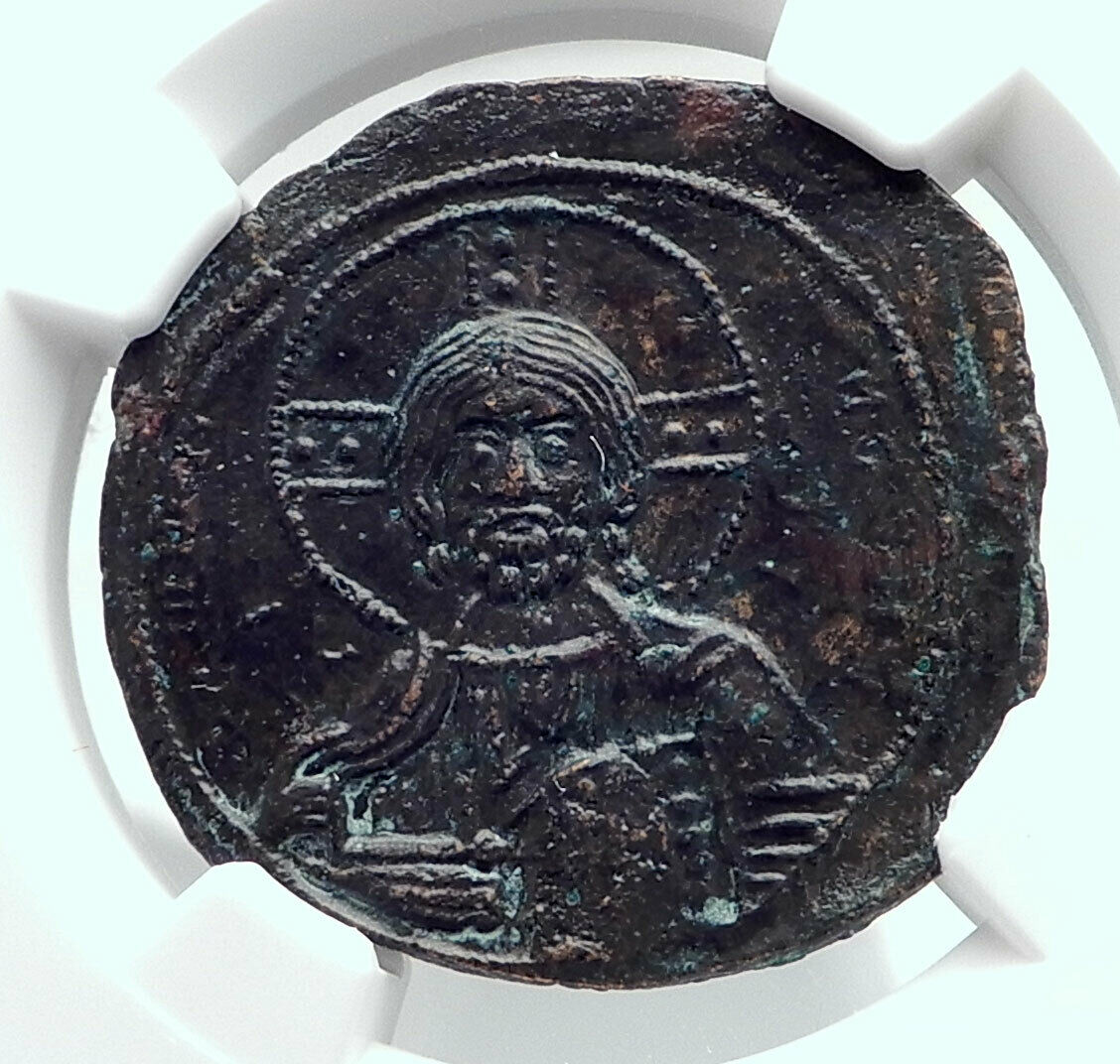 JESUS CHRIST Class A3 Anonymous Ancient 1020AD Byzantine Follis Coin NGC i80780