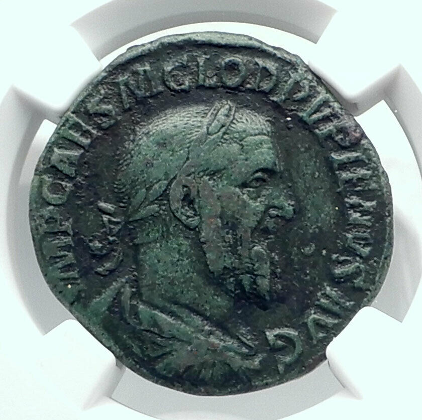 PUPIENUS Ancient 238AD Rome Sestertius Rare Roman Coin VICTORY NGC XF i80955