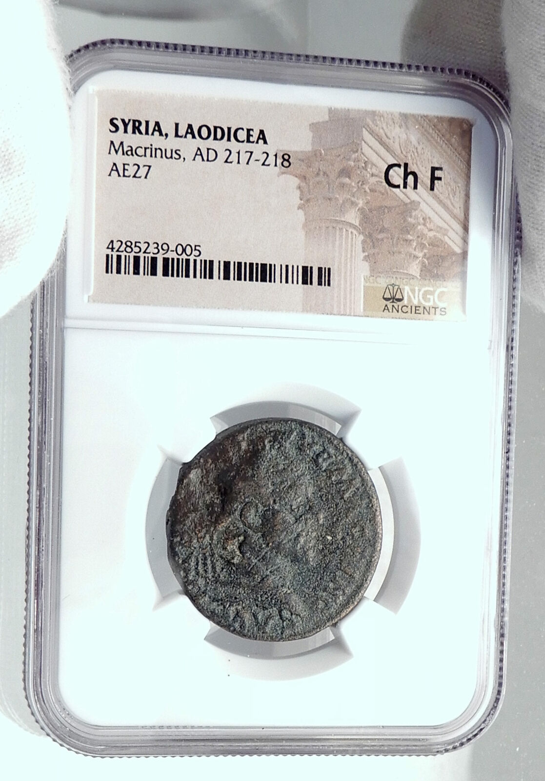 MACRINUS Authentic Ancient Laodicea ad Mare Roman Coin SHE WOLF TWINS NGC i81323