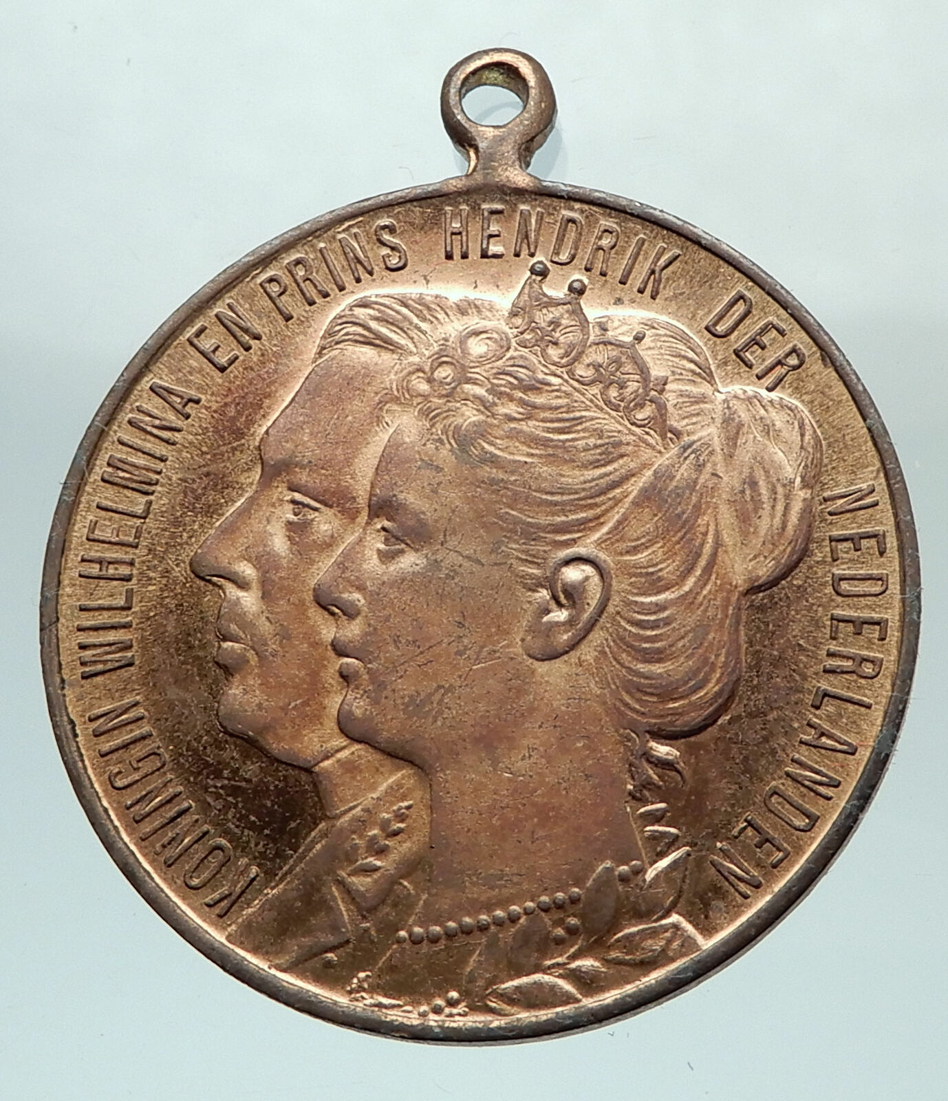 1909 Netherlands Kingdom Queen WILHELMINA & Hendrik Birth of Child Medal i80578