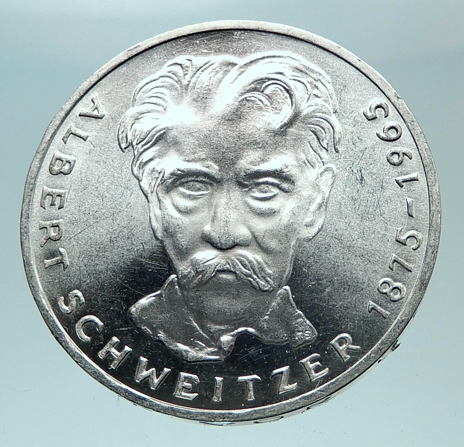 1975 GERMANY Silver 5 Mark Coin GERMAN Nobel Prize Hero Albert Schweitzer i80963