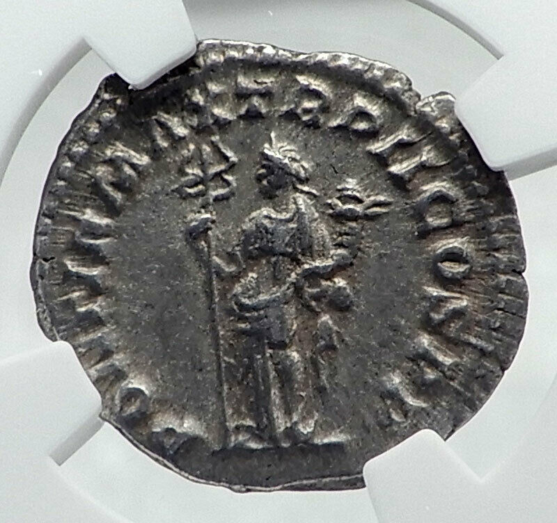 MACRINUS Authentic Ancient 217AD Rome Silver Roman Coin FELICITAS NGC i81373