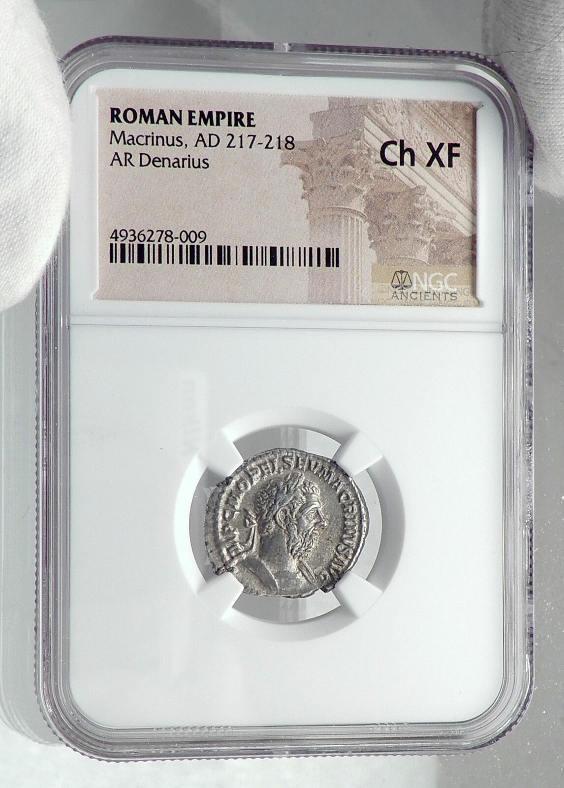 MACRINUS Authentic Ancient 217AD Rome Silver Roman Coin FELICITAS NGC i81373