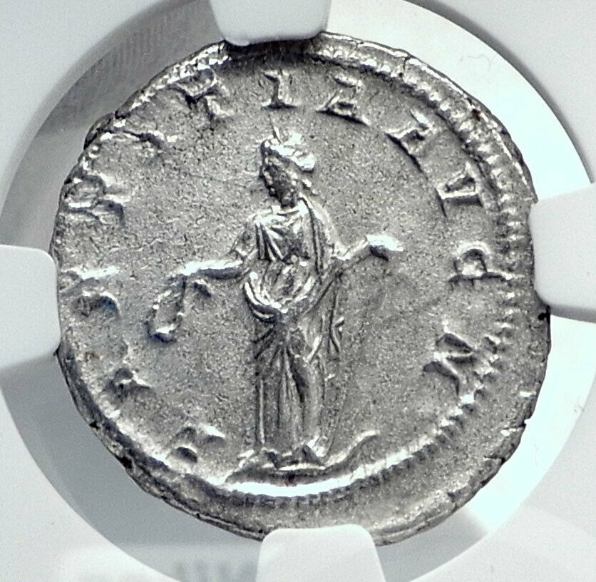 GORDIAN III Authentic Ancient 241AD Rome Silver Roman Coin LAETITIA NGC i81455