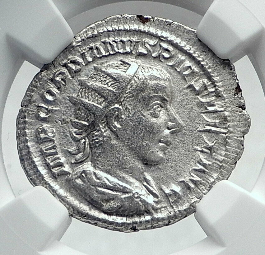 GORDIAN III Authentic Ancient 241AD Rome Silver Roman Coin LAETITIA NGC i81455