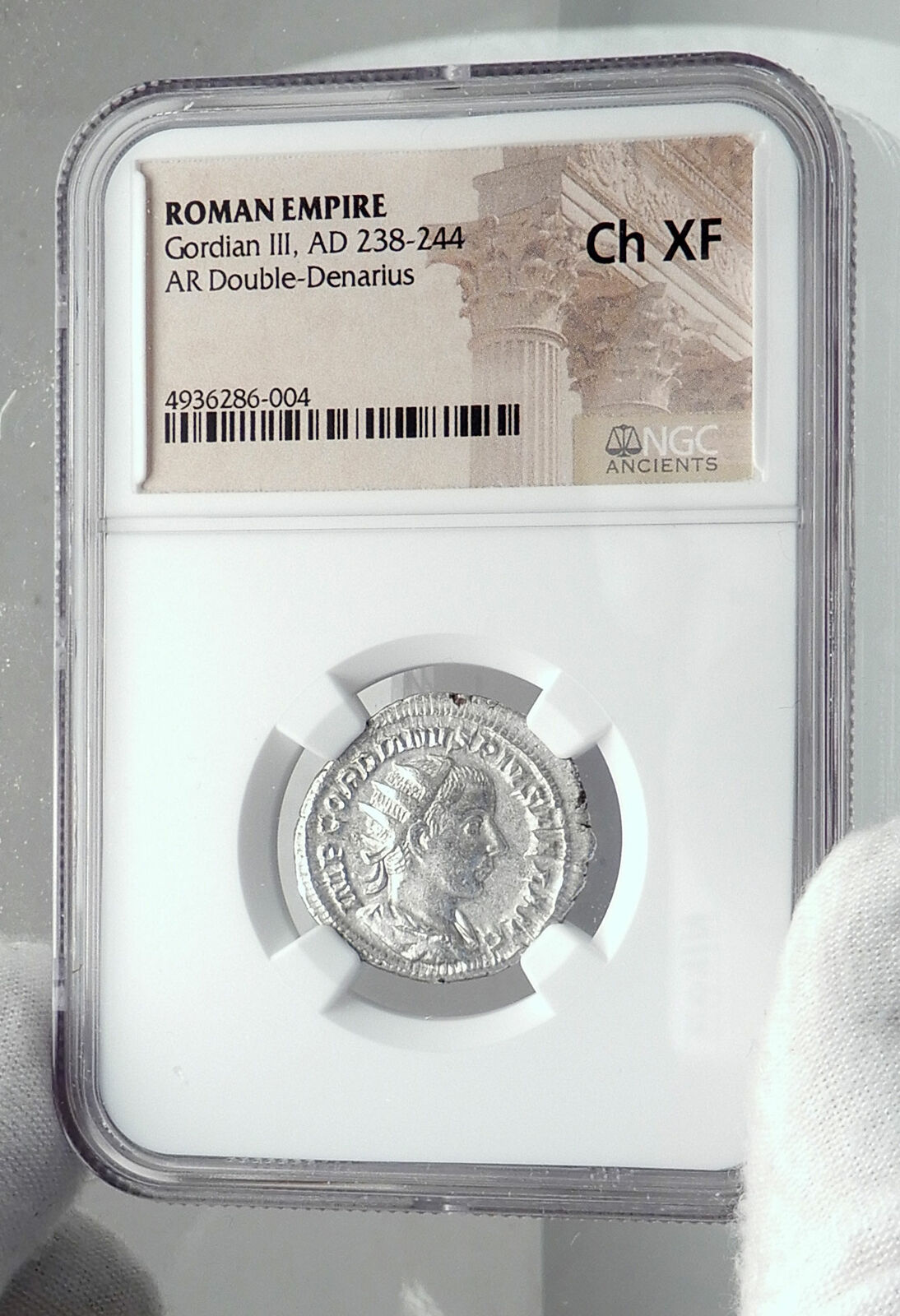 GORDIAN III Authentic Ancient 241AD Rome Silver Roman Coin LAETITIA NGC i81455