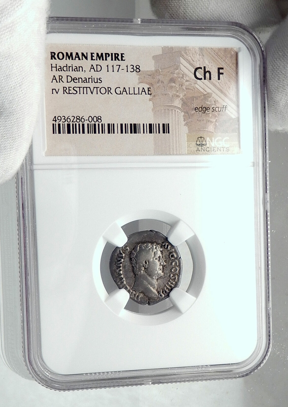 HADDRIAN & GALLIA Authentic Ancient RESTITVTOR GALLIAE Silver Coin NGC i81459