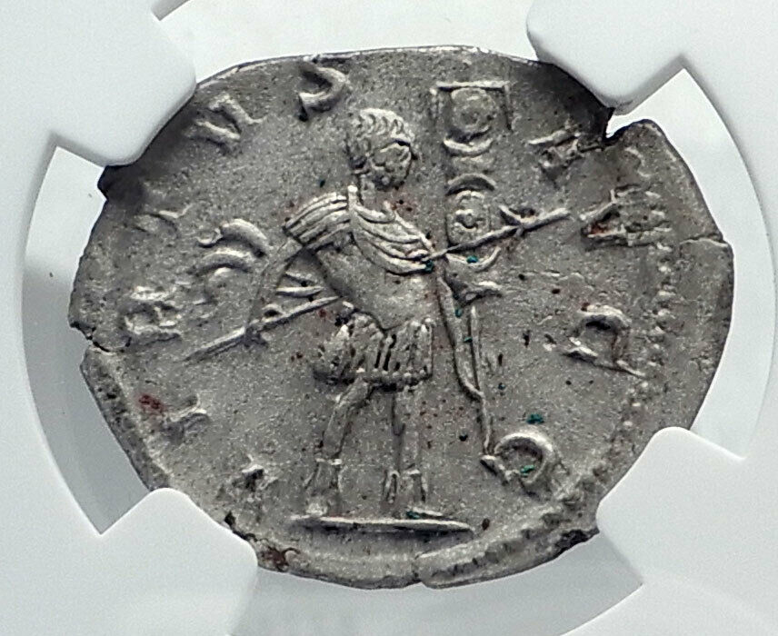 GALLIENUS Authentic Ancient Billon Silver Lyons 258AD Roman Coin NGC i81546