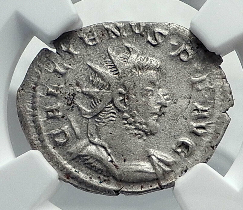 GALLIENUS Authentic Ancient Billon Silver Lyons 258AD Roman Coin NGC i81546