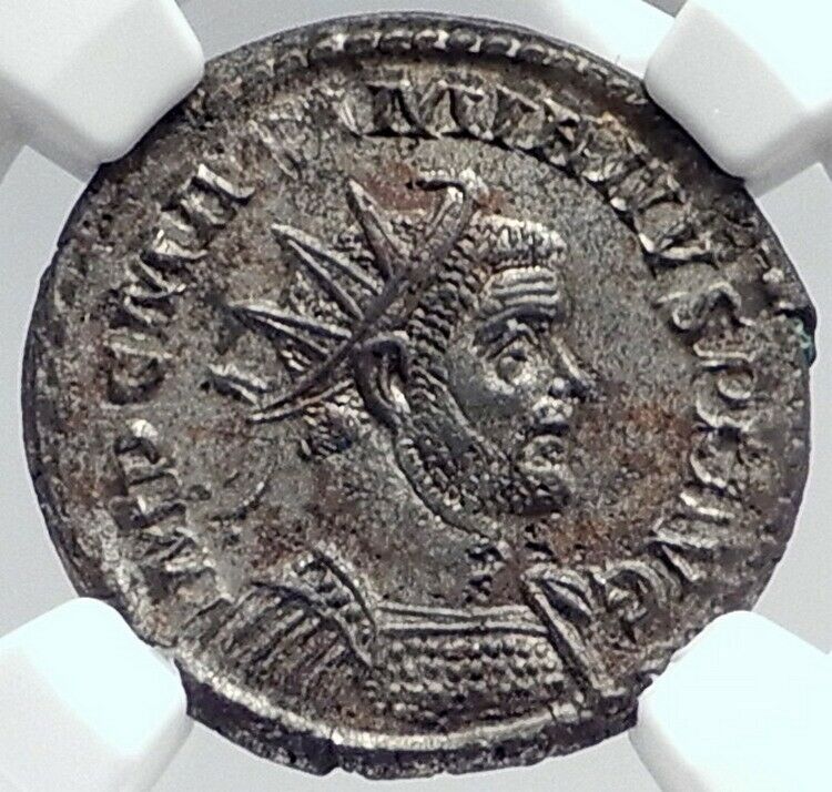 MAXIMIAN Authentic Ancient 287AD Roman Coin HERCULES & Nemean Lion NGC i81791