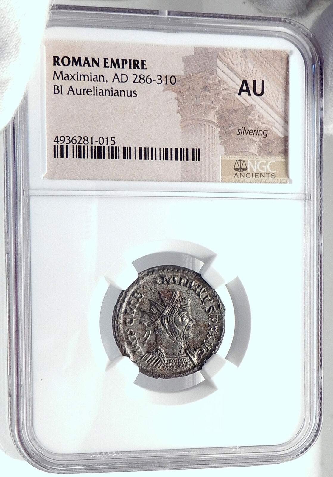 MAXIMIAN Authentic Ancient 287AD Roman Coin HERCULES & Nemean Lion NGC i81791